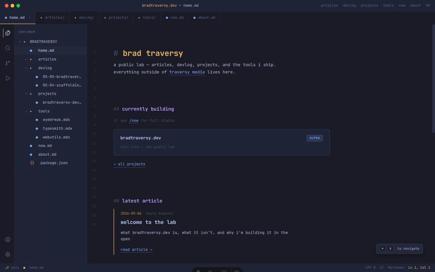 bradtraversy.dev screenshot