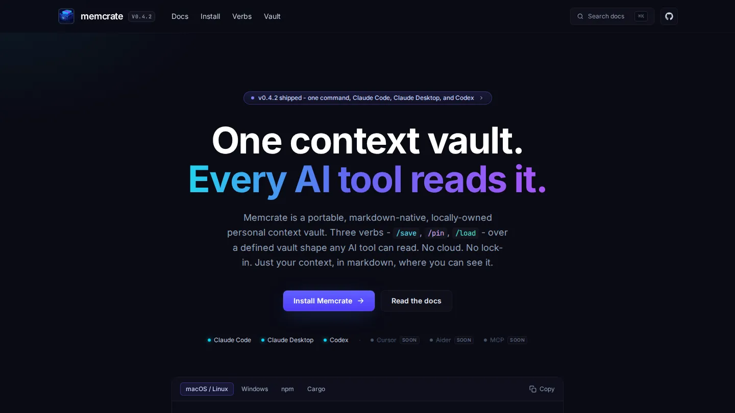 Memcrate screenshot