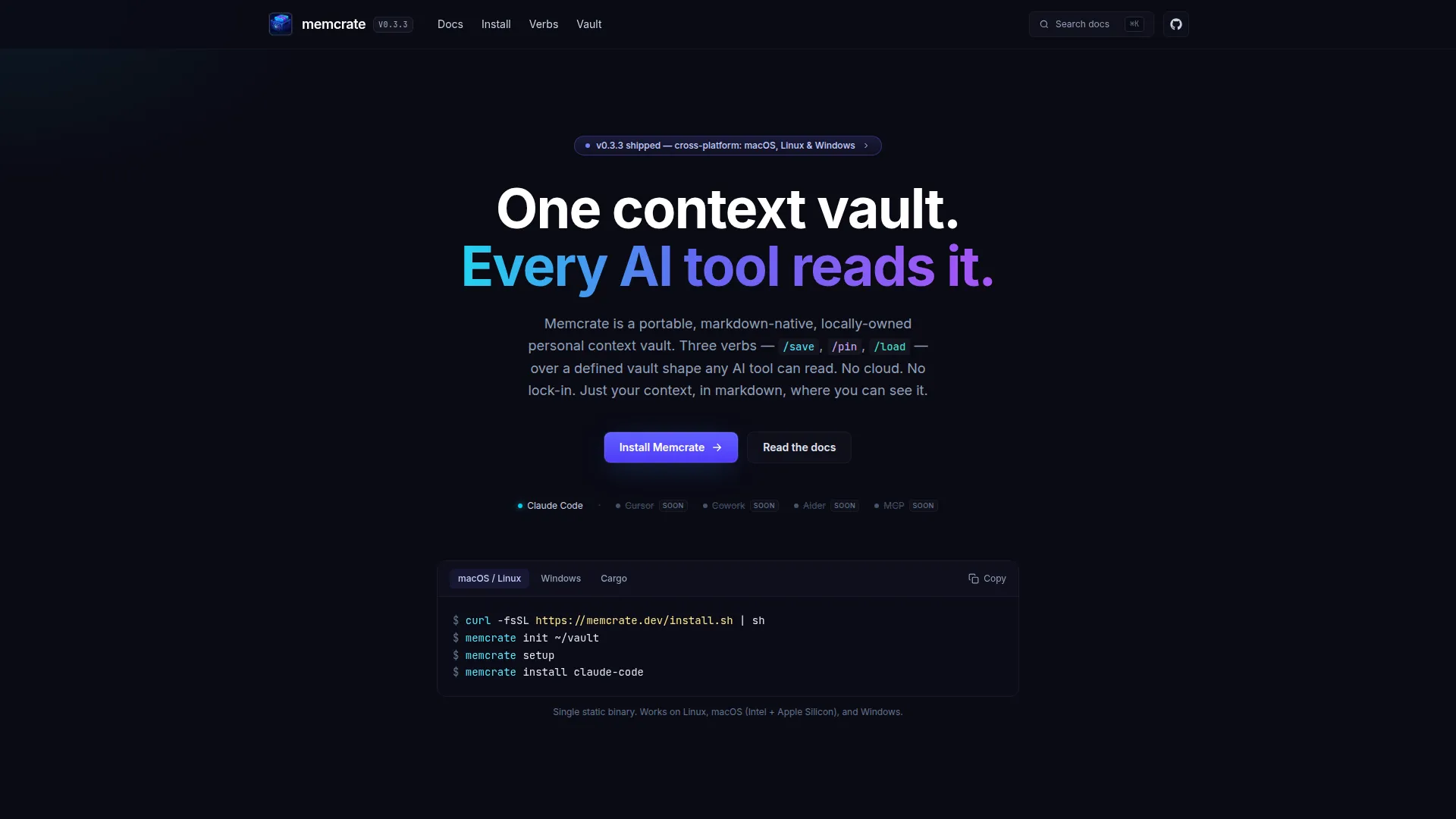 Memcrate screenshot
