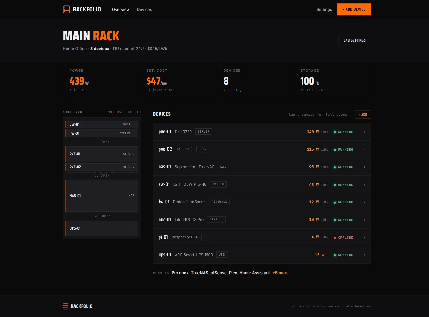 Rackfolio screenshot